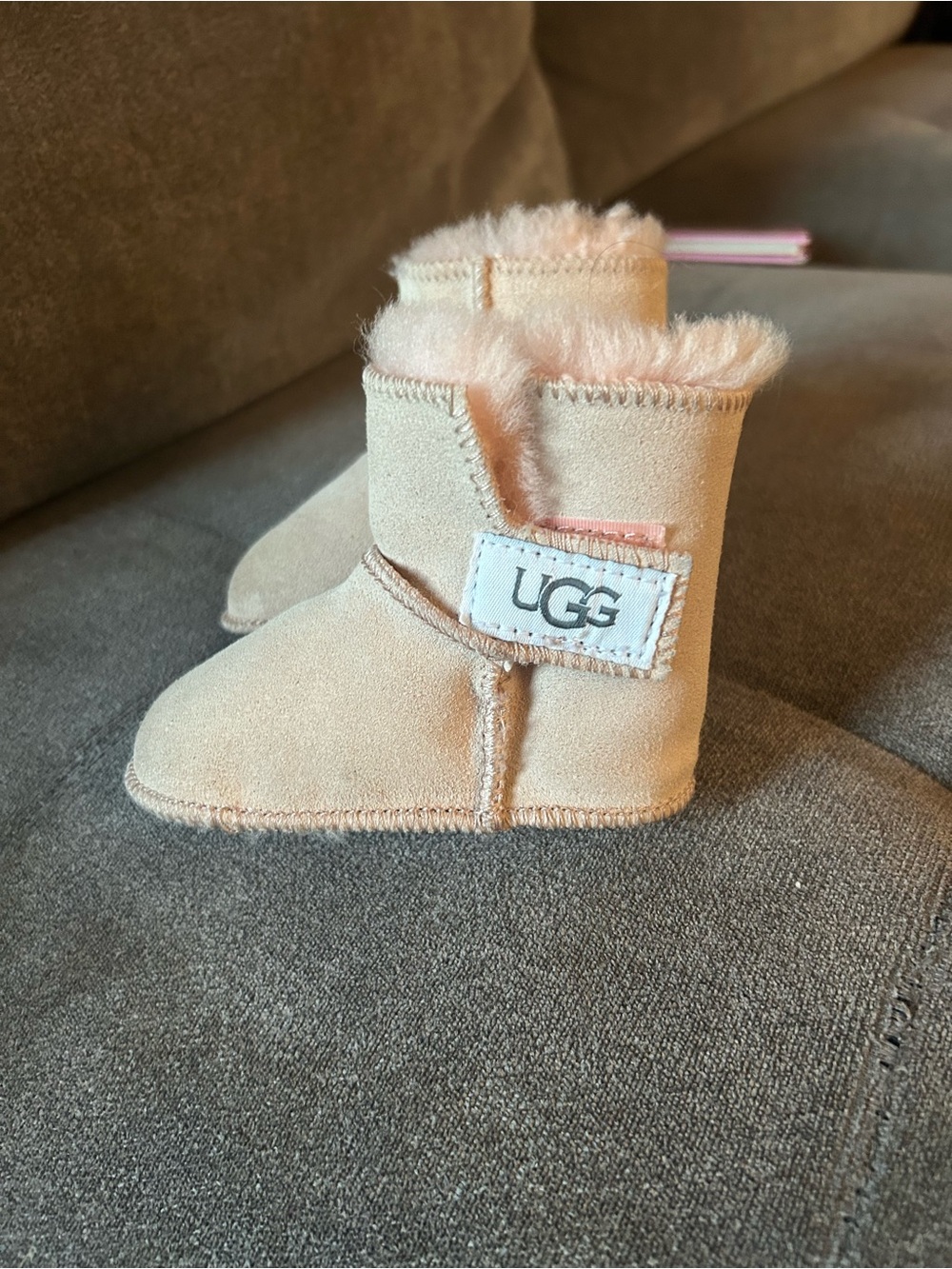 UGG Baby Pink Suede Shearling Booties